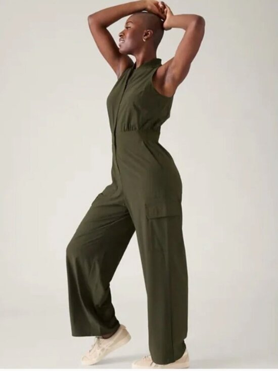 Athleta Pants - NWOT Athleta Brooklyn Utility Jumpsuit Women's 8 Aspen Olive Green #824834